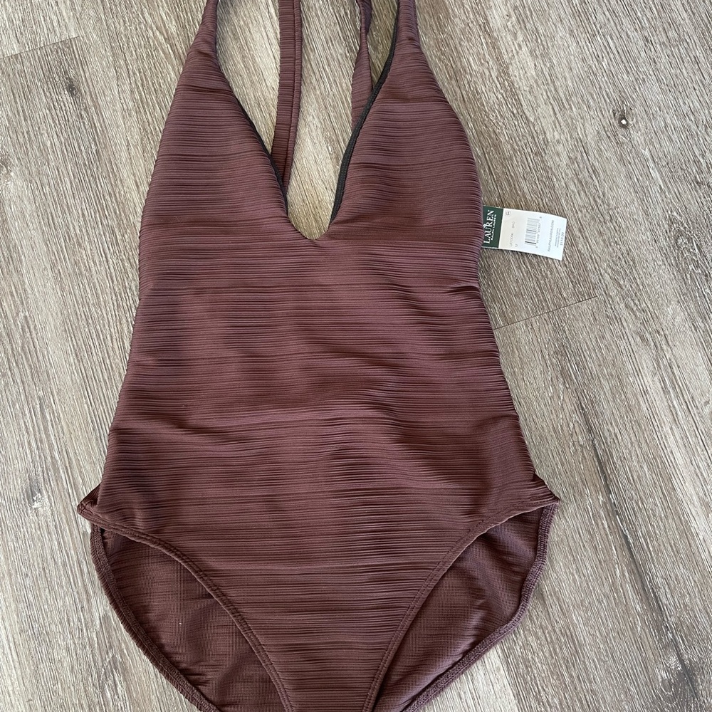 Ralph Lauren Brown One Piece Swimsuit